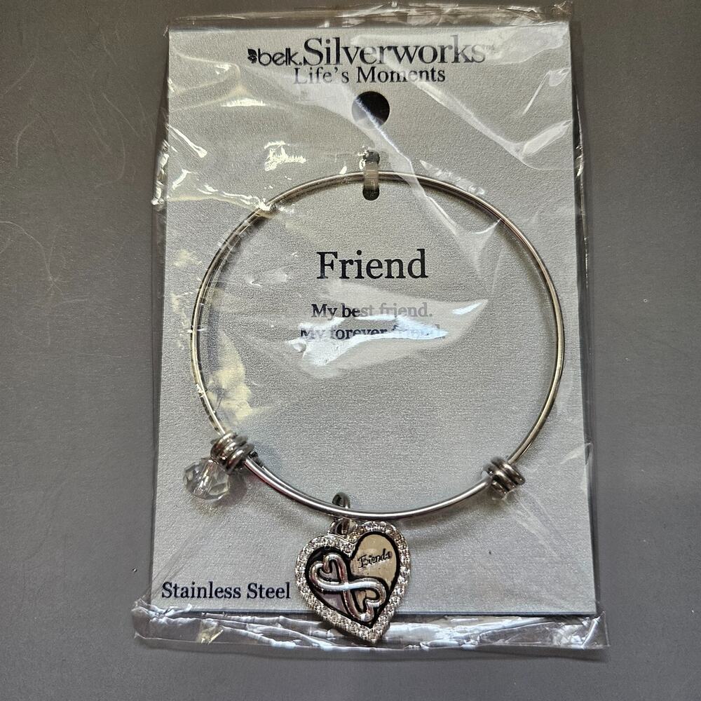 Belk Silverworks Friend Bracelet Stainless Steel Life's Moments Gift NEW